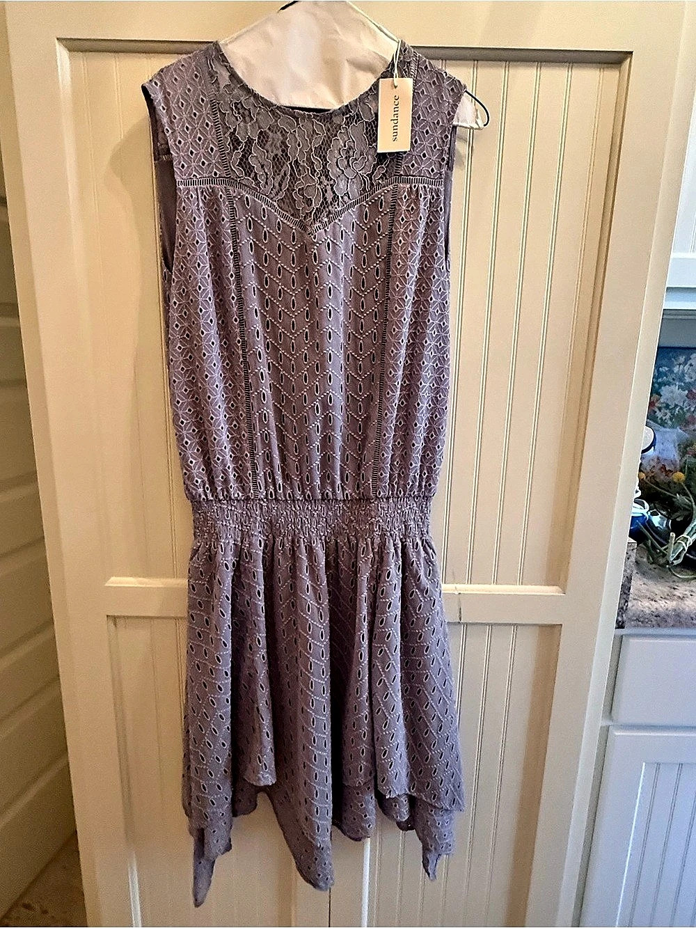 sundance Eyelet Lace Mini Dress in Purple Size Small NWT